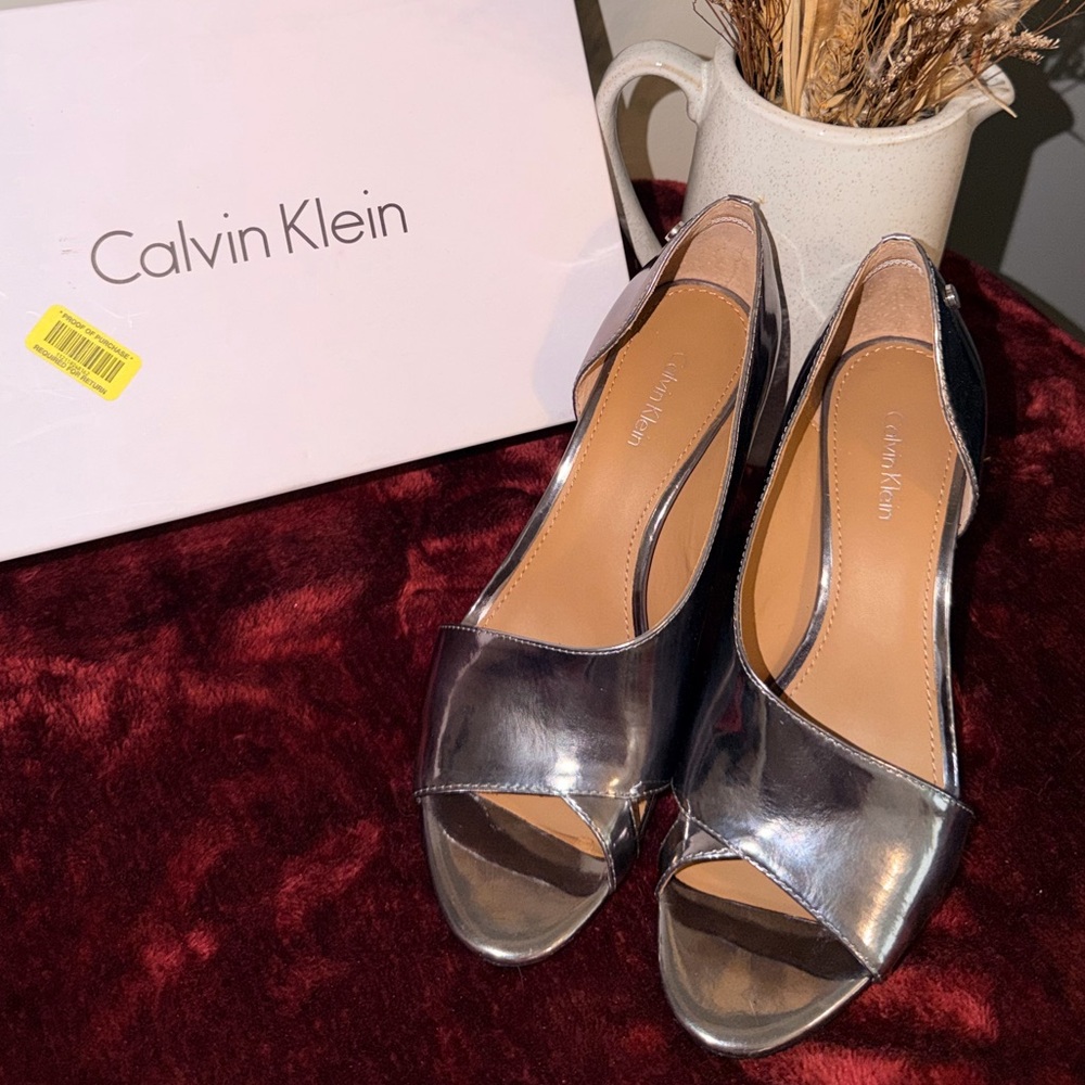 Calvin Klein Metallic Silver Heels